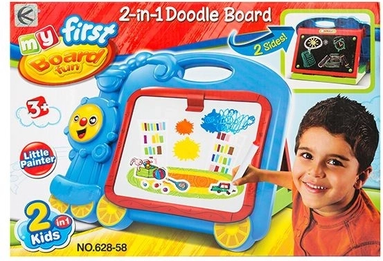 Double-sided educational board 2-in-1 for chalk and markers, blue - 1 piece