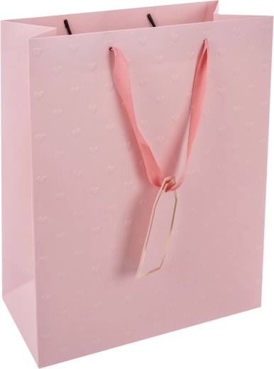 Roosa kinkepaberist kott südametega 26 × 12 × 32 cm