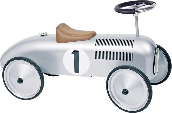 Retro tõukeauto, võidusõidu hõbedane