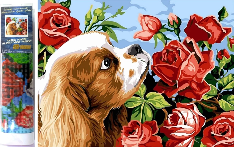 Teemantmaal – kavaljeer king charles’i spanjel 30 × 40 cm