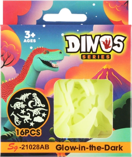 Helendavad kleebitavad dinosaurused – 16 tk komplekt