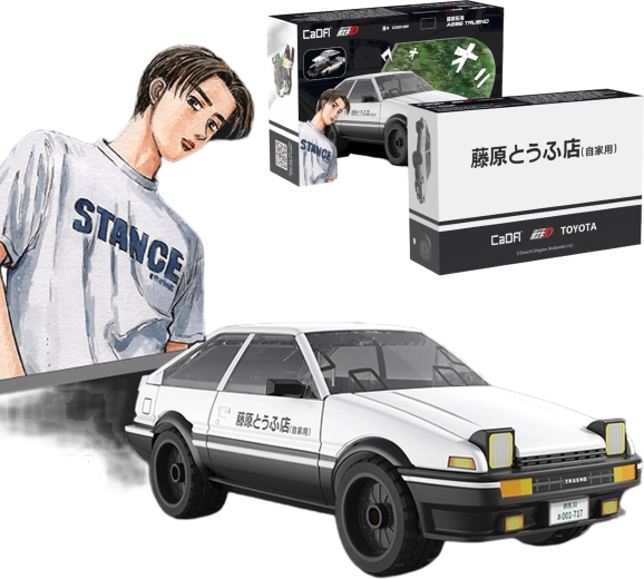CaDA Toyota AE86 Trueno Initial D ehituskomplekt – valge linnaauto, 72 osa