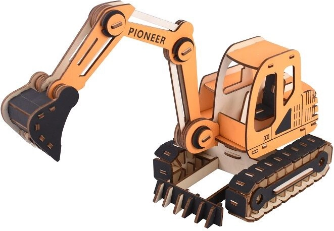 Woodcraft wooden 3D puzzle excavator orange