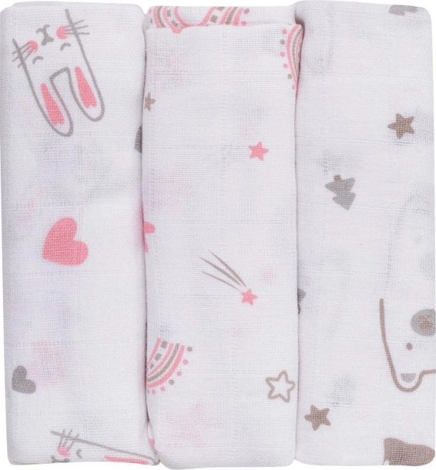 Bubaba Tetra Diapers Pink Bunny 3pcs