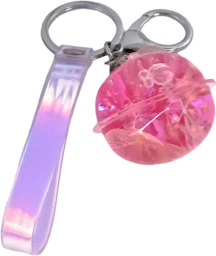 Keychain with a glitter ball 4 cm and a carabiner - 1 piece