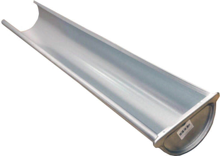 Right end gutter 330 mm, 1 m, galvanized steel