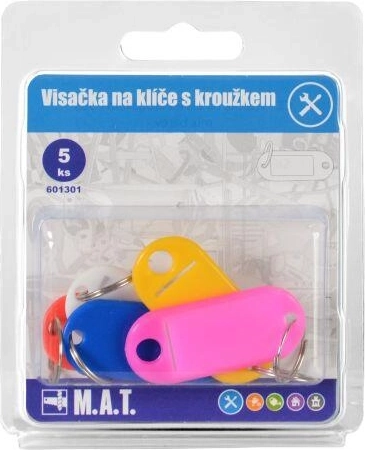 Võtmesildid rõngaga, värvisegu (5 tk)