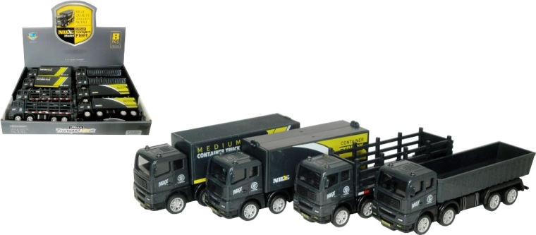 Push-and-go truck with moving parts