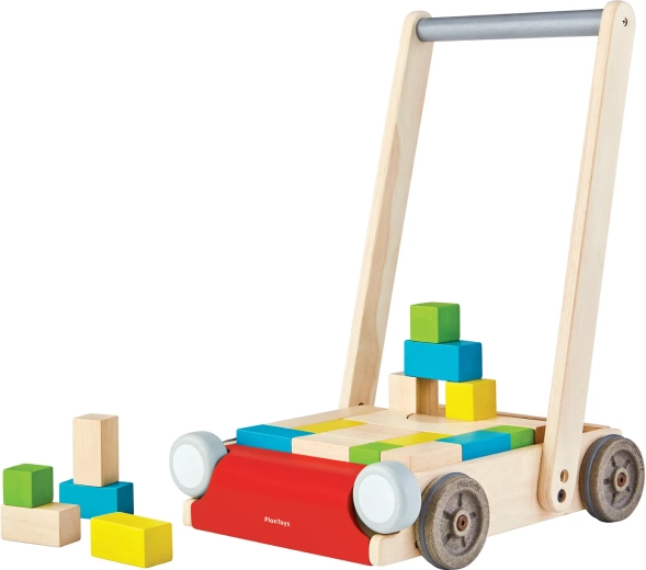 PlanToys puidust käimisraam klotsidega