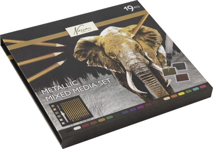 Grafix metalliline akvarellikomplekt pliiatsite ja värvidega 19 tk