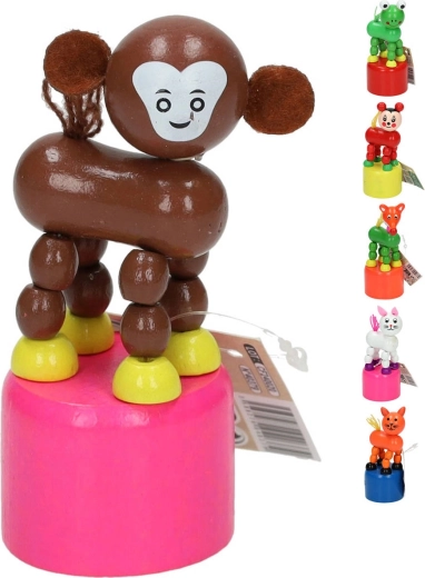 Wooden dancing animal on a base (6 types) - 1 piece
