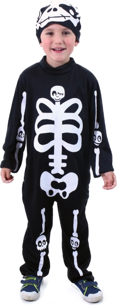 Kids' skeleton costume with cap M