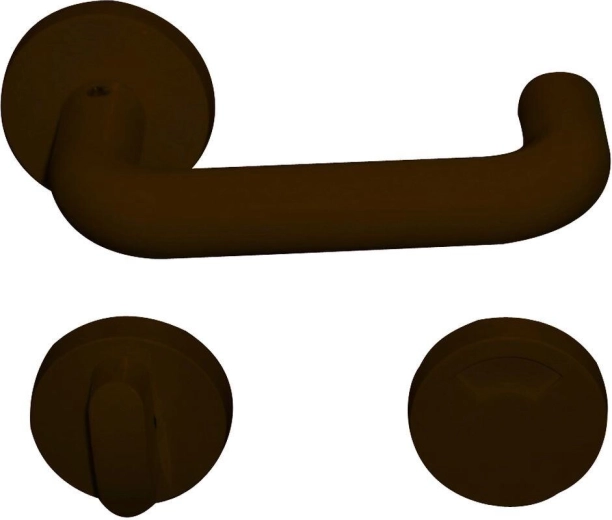 WC door handle with indicator, brown, plastic