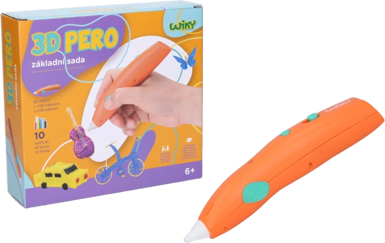 3D-pliiats WIKY oranž – stardikomplekt täidiste ja šabloonidega