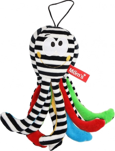 High-contrast plush octopus with loop black-and-white 0+ MOM'S CARE