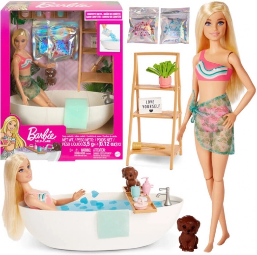 Barbie lõõgastus – vann konfetikihiseva vahuga ja vanni, blond nukk ja tarvikud