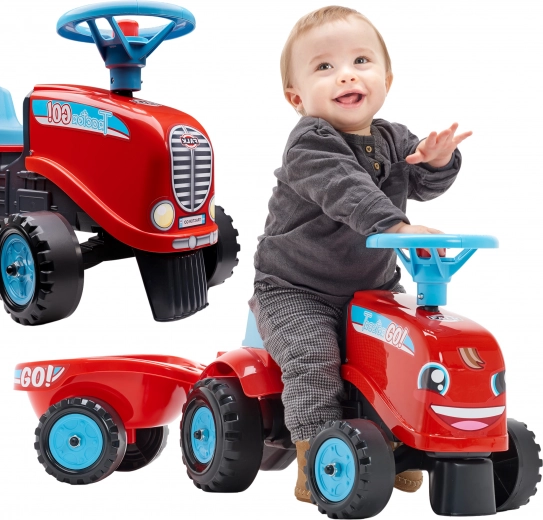 FALK ride-on tractor GO with detachable trailer, red
