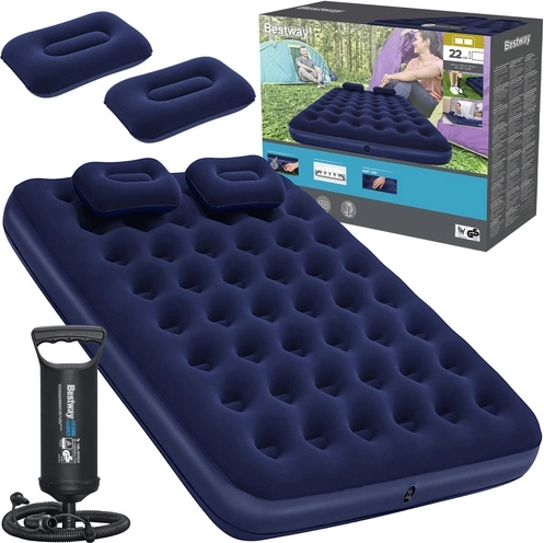 Bestway veluurist täispuhutav madrats Queen 203 × 152 cm pumba ja patjadega