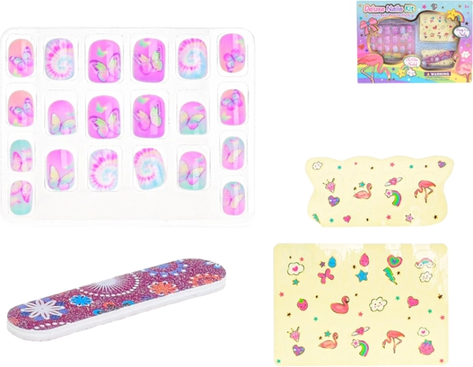 Set of Stick-On Kids’ Nails with Stickers and File