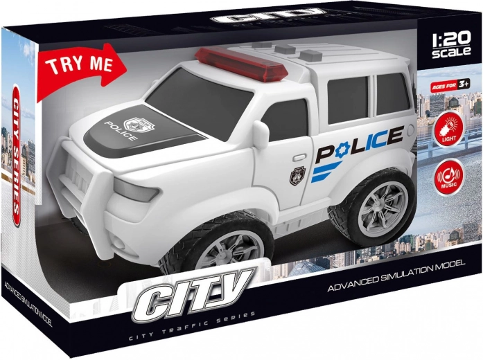 Friction-powered police car with light and sound effects, white 22.5 cm