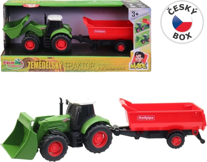 Farm Collection traktor haagisega, hoorattaveoga, valguse ja heliga 30 cm (1:32)