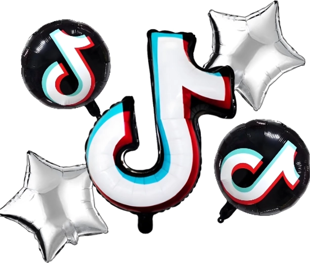 TikTok Balloon Set – musical note and stars, 5 pcs
