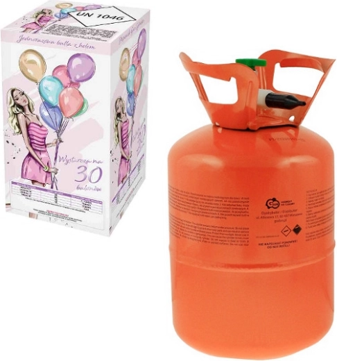 Ühekordne heeliumiballoonipudel 30 õhupalli jaoks (9")