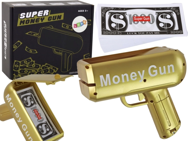 Kuldne rahapüstol MONEY GUN – tulistab pangatähti
