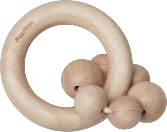PlanToys wooden rattle with beads - natural