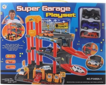 Plastist garaaž 3 mänguautoga