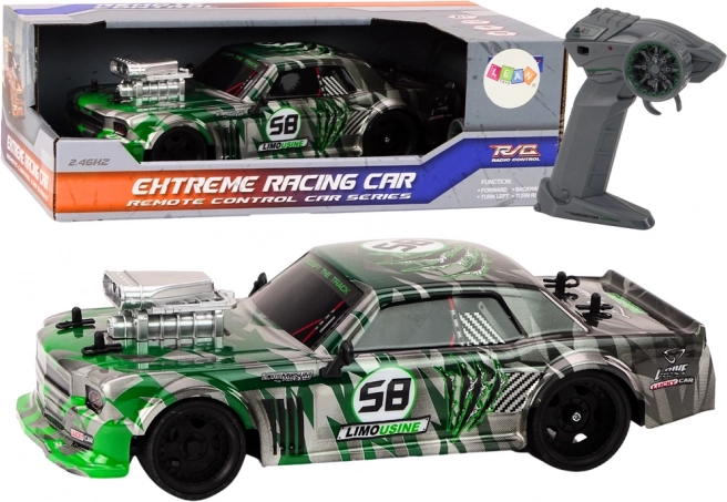 RC Car 1:16 with 2.4G, rubber wheels for drifting – green