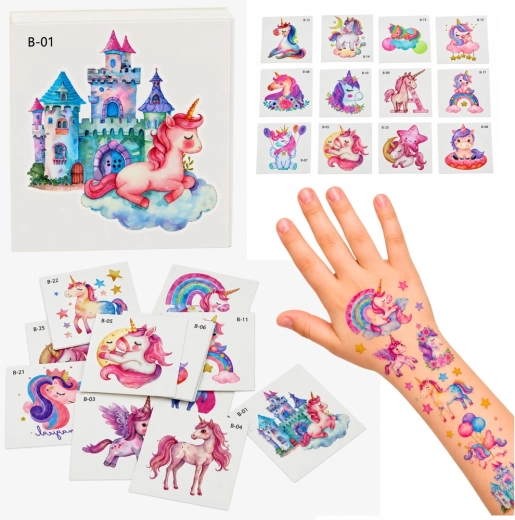Temporary Tattoos for Children with Unicorns, 25 pcs