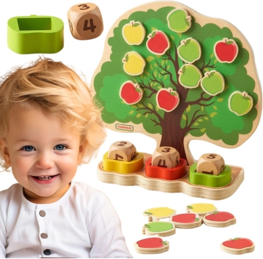 Masterkidz wooden apple tree for learning to count
