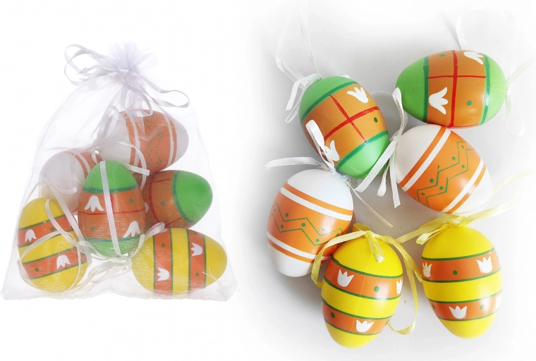 Decorative painted plastic eggs 6 cm
