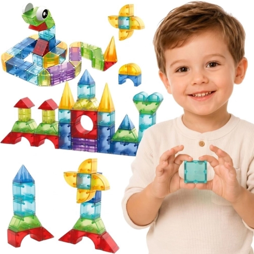 Woopie magnetilised ehitusklotsid, 3D hariduslik komplekt, 63 osa