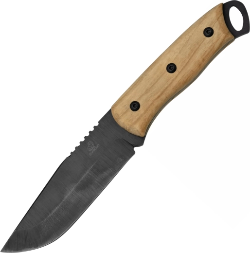 BeaverCraft BSH4 bushcraft knife with blued blade and walnut handle, leather sheath