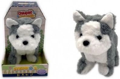 Plush Husky puppy with batteries, walks and barks