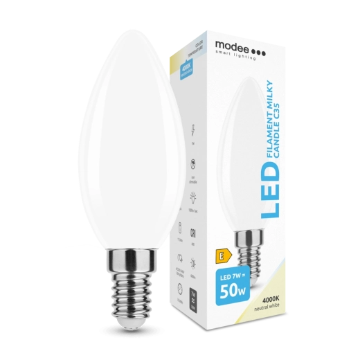 Modee Smart Lighting LED candle E14 7 W neutral white milky glass