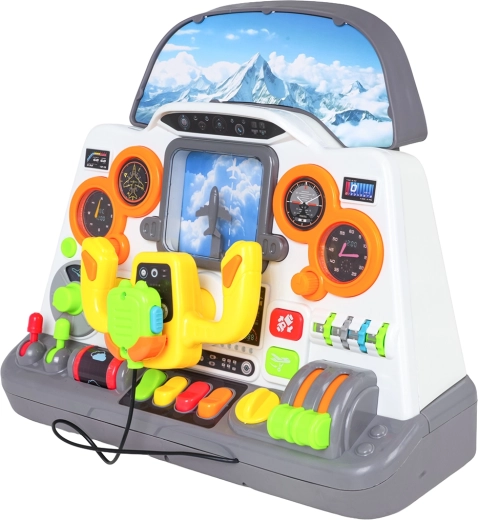 Cockpit full of controls for pilot role-play