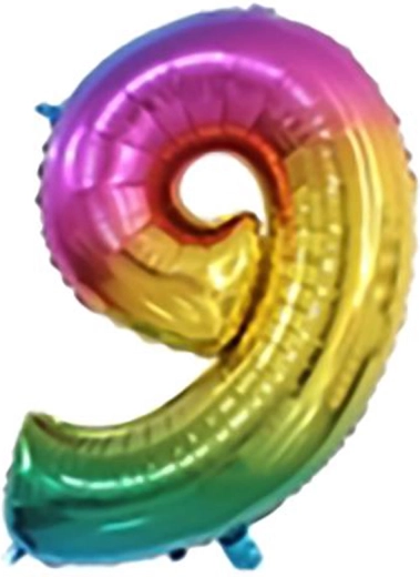 Foil Balloon Number 9 Rainbow 30 cm TORO