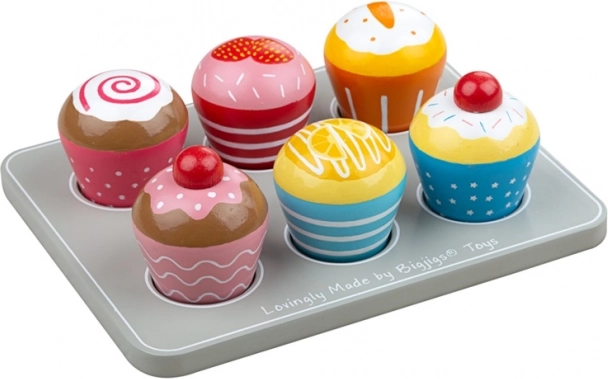 Bigjigs Toys puidust muffinid alusega