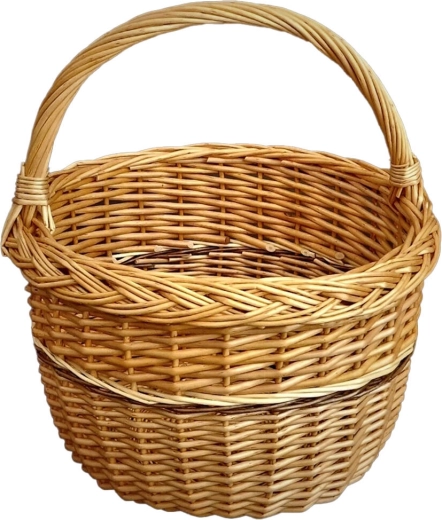 Round shopping basket made of lacquered wicker 29 × 34 cm