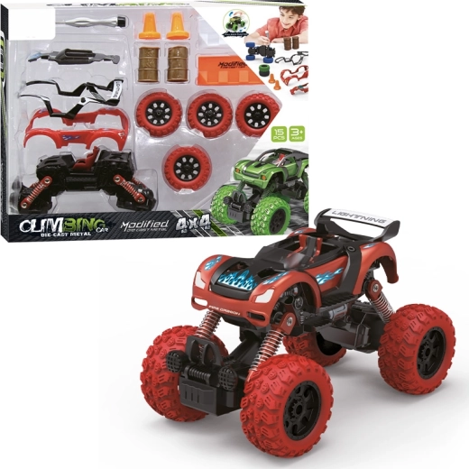 4WD Car Building Kit 1:32 with Pull-Back Drive, 15 Pieces