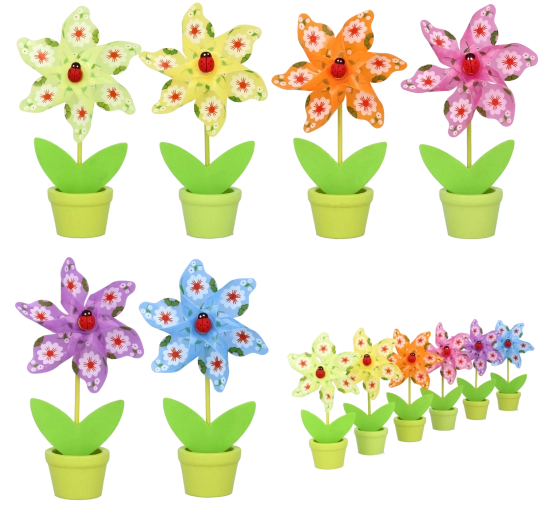 Lehvik beruškaga lillepotti 9 × 15 cm – 6 värvi mix