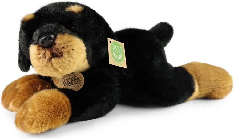 Pehme mängukoer rottweiler lamavas asendis 30 cm eco-friendly