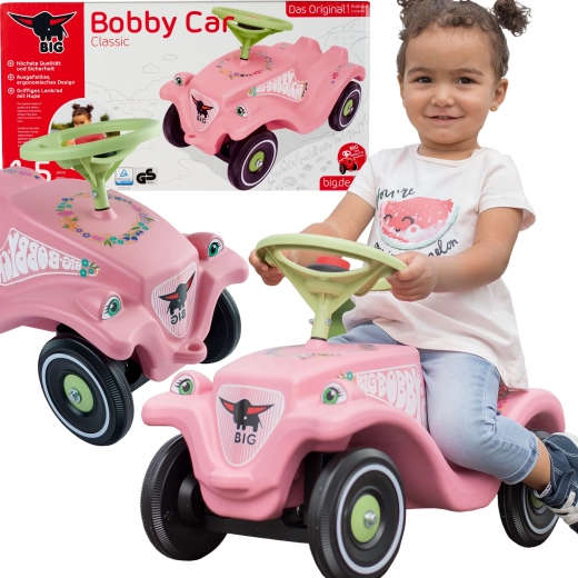 Pealeistutav auto BIG Bobby Car Classic Flower roosa