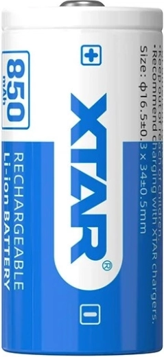 Xtar li-ioon aku 16340 / R-CR123 3,7 V 850 mAh kaitsega - 1 tk