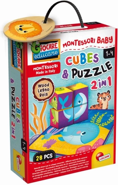 Montessori puidust klotsid ja loomapuzzle