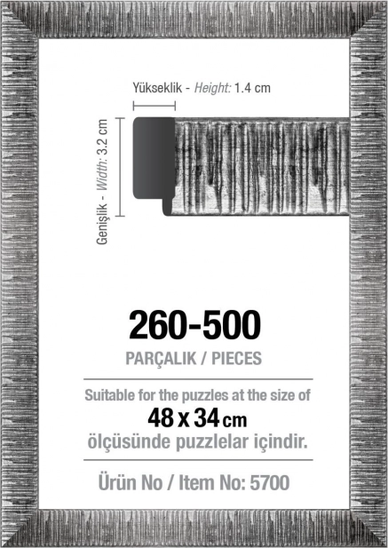 Pusleraam 48 × 34 cm, hõbedane