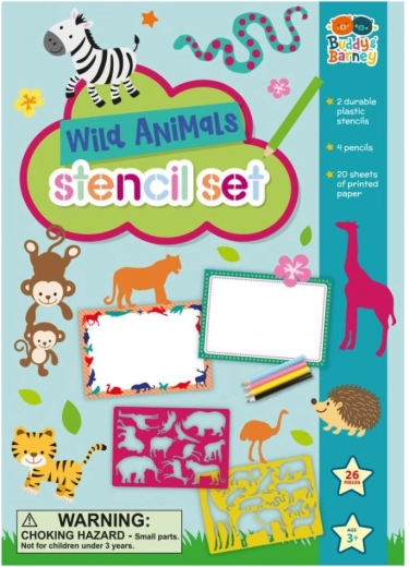 Wild Animals Stencils with Crayon Set